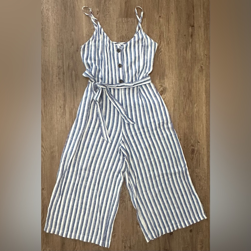 GAP Linen Striped Wide Leg Jumpsuit Size XS - Picture 2 of 4